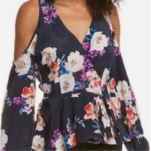 NWT Yumi Kim, Love Struck Blose, Floral Wrap Around Rosewood Color Size XXS